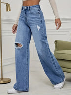Vintage Distressed Wide Leg Jeans