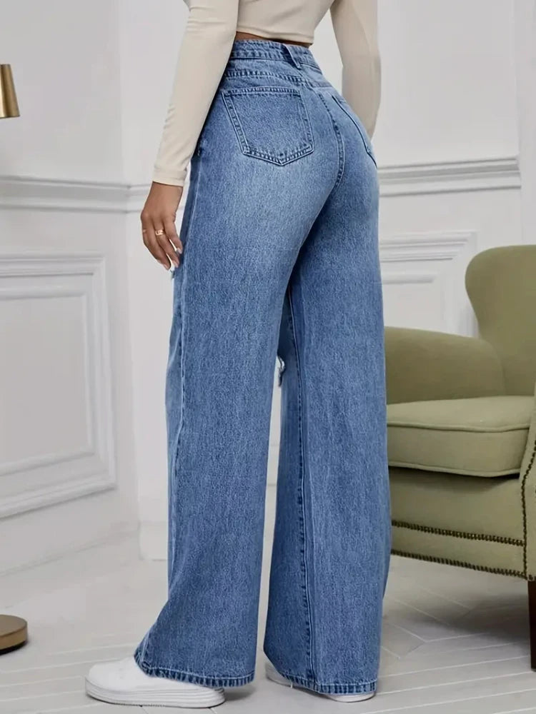 Vintage Distressed Wide Leg Jeans