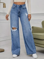 Vintage Distressed Wide Leg Jeans