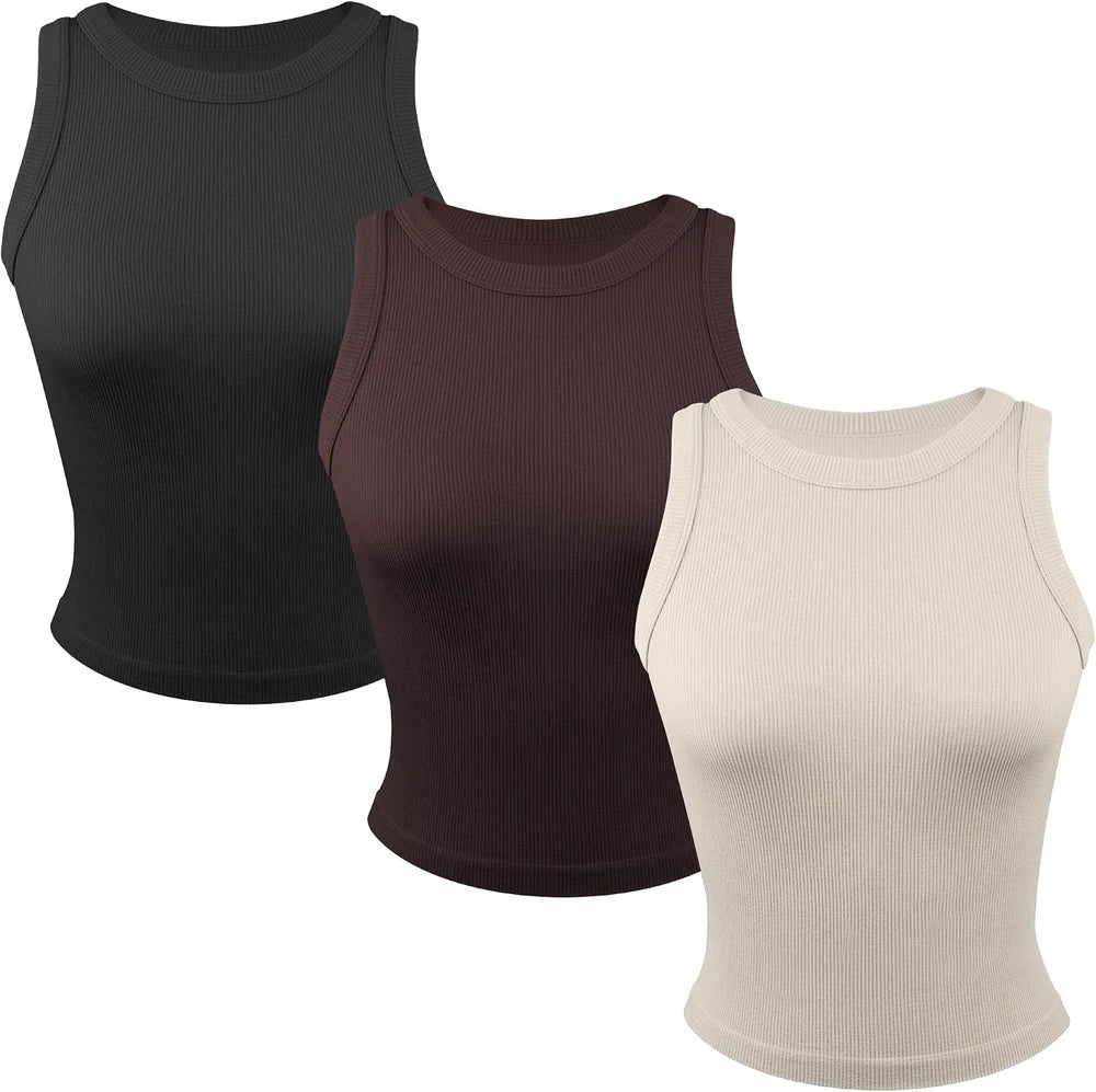 Ribbed Crew Neck Tank Top