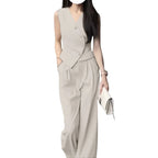 ZANZEA Sleeveless Top Wide Leg Trouser Set
