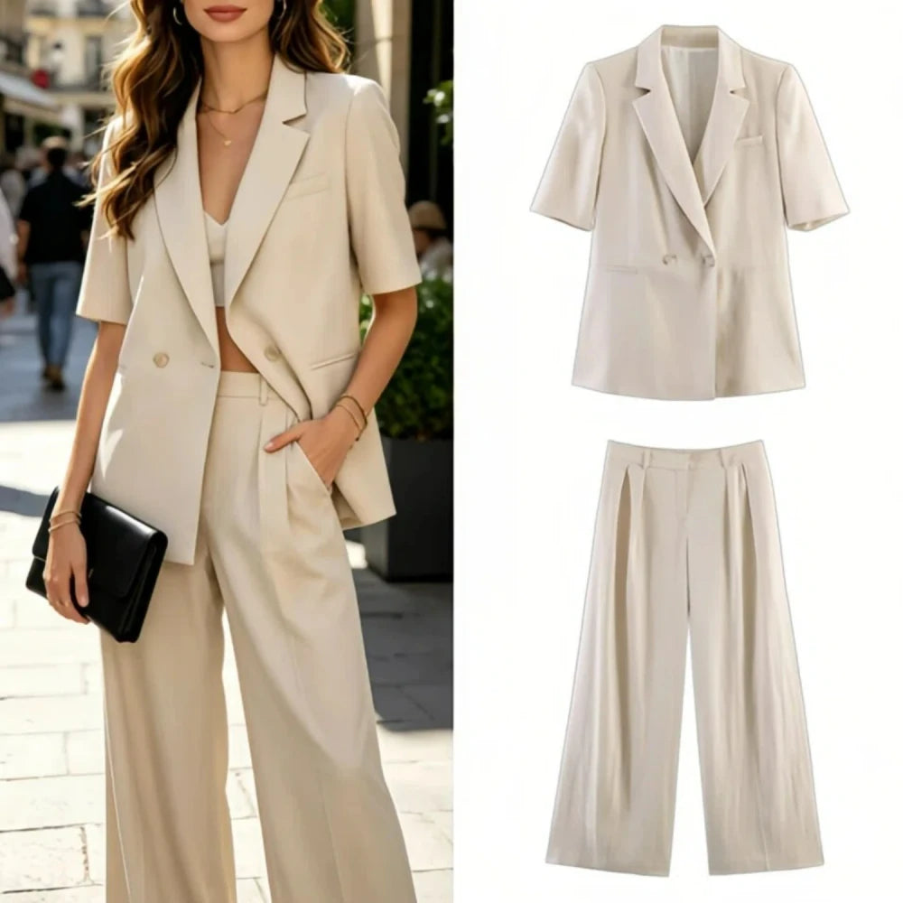 Linen Short Sleeve Office Suit