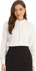 Stand Collar Ruched Business Blouse