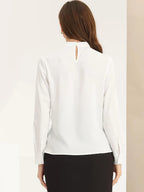 Stand Collar Ruched Business Blouse