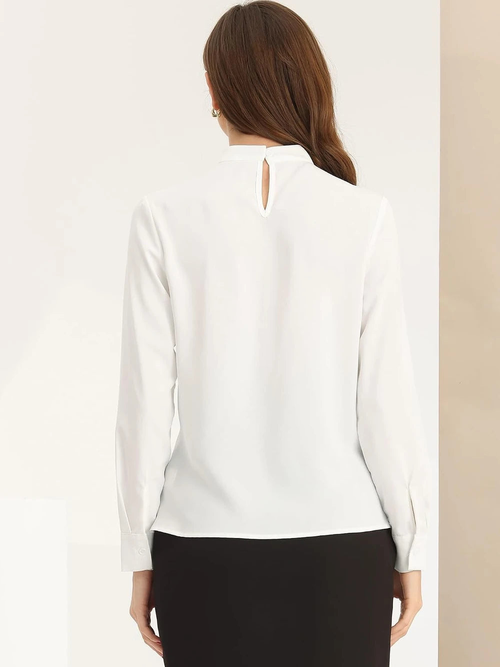 Stand Collar Ruched Business Blouse