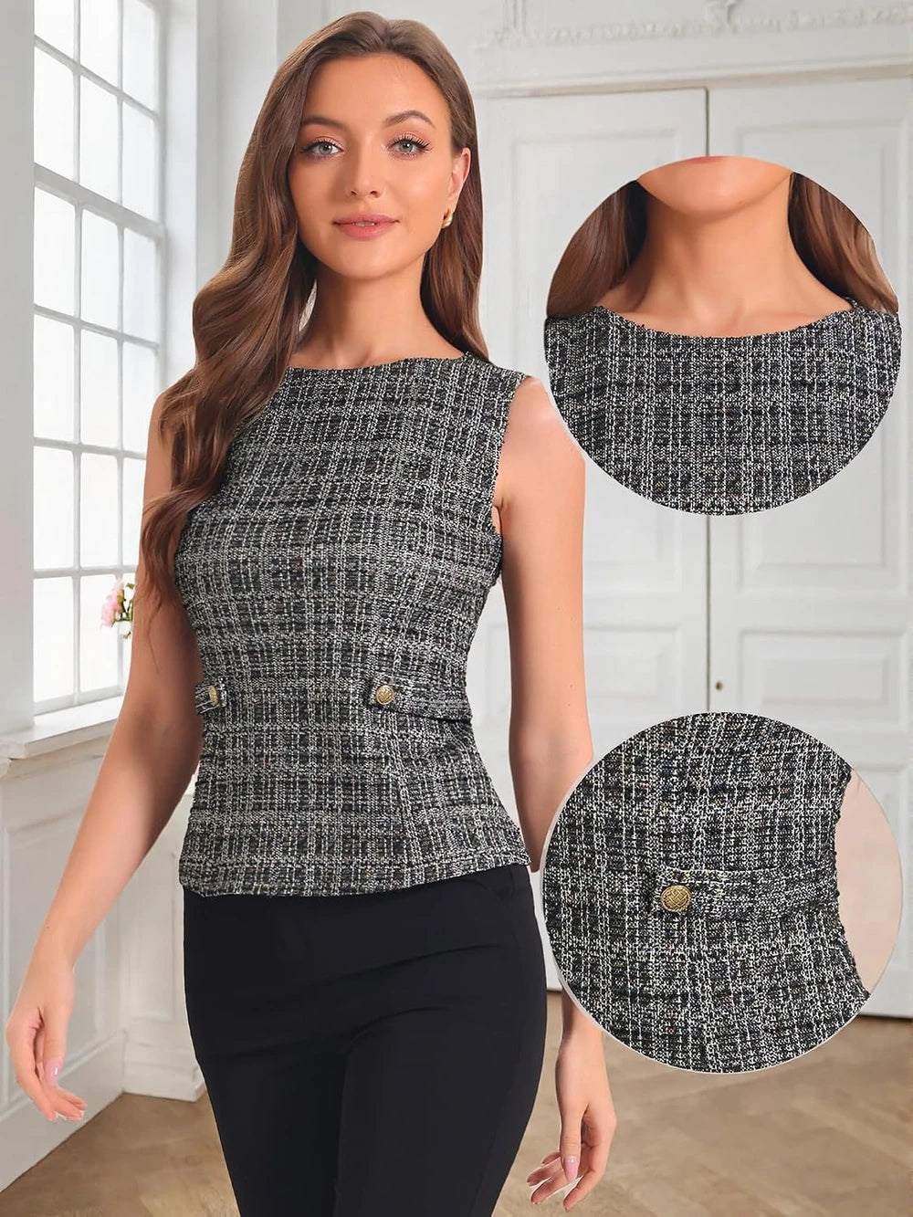 Allegra K Tweed Top