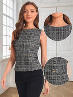 Allegra K Tweed Top