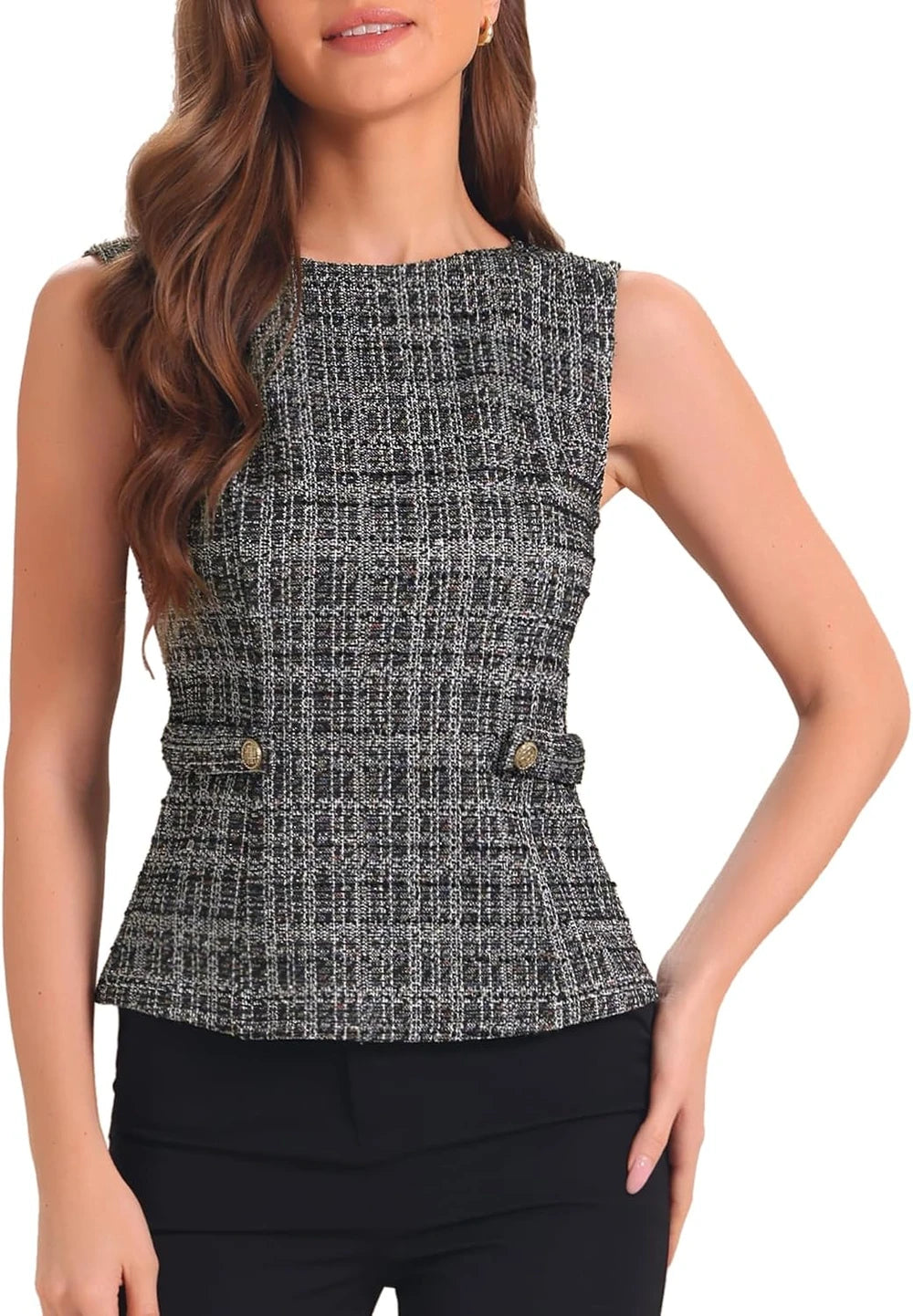 Allegra K Tweed Top