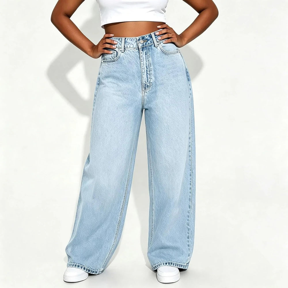 High Waist Wide Leg Denim Pants
