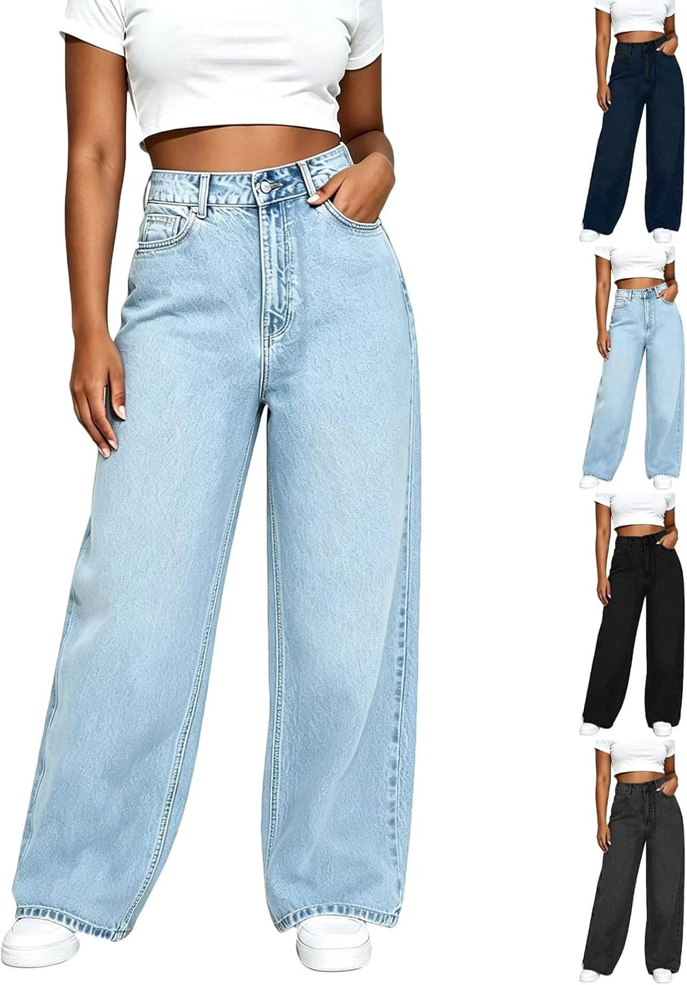 High Waist Wide Leg Denim Pants