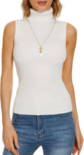 Ribbed Knit Sleeveless Mock Turtleneck