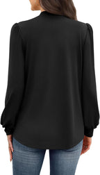 Mock Neck Pleated Blouse