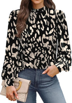 Mock Neck Pleated Blouse