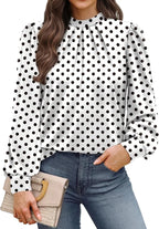 Mock Neck Pleated Blouse