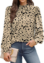 Mock Neck Pleated Blouse