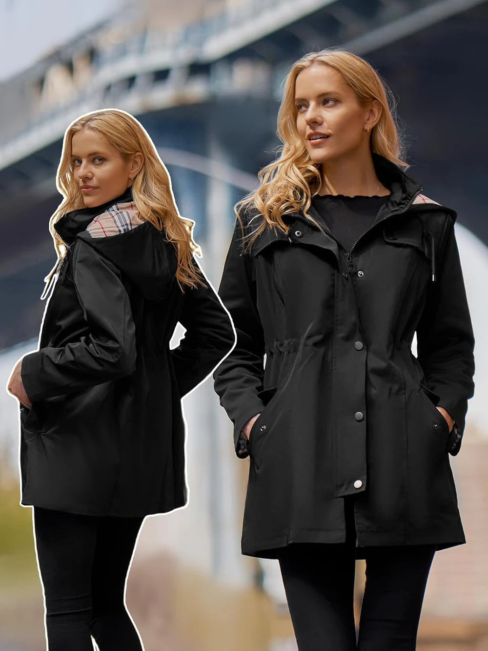 SaphiRose Long Hooded Rain Jacket